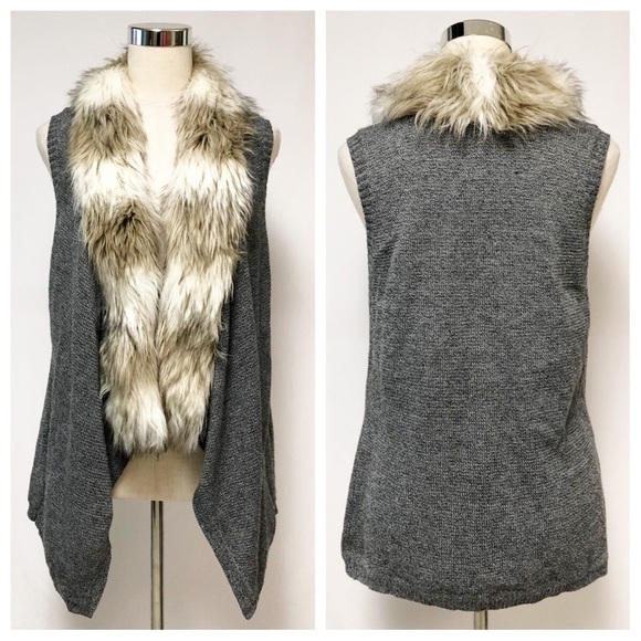 Skies Are Blue Faux Fur Vest Sz L - Picture 2 of 10